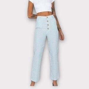 Princess Polly Green checked pull on Pants